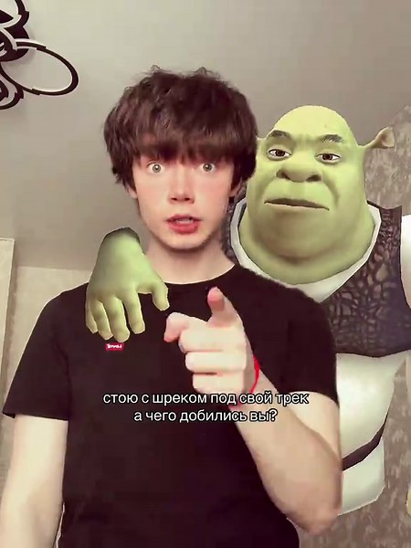 Шрек (англ. Shrek) — заглавный герой одноимённой серии анимационных фильмов, огромный зелёный огр из европейского фольклора. Происхождение Персонаж создан по мотивам детской книги американского писателя Уильяма Стейга «Шрек!» (1990). В оригинальной книге герой был более злодейским, но в мультфильмах его образ смягчили и сделали симпатичным зрителю. #шрек #крутой #шестов #кринж #репер
