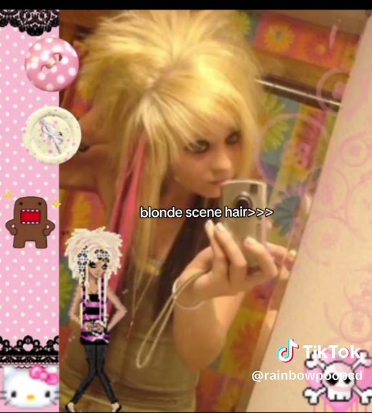 Choosing Between Blue or Blonde Bangs for Scene Hair