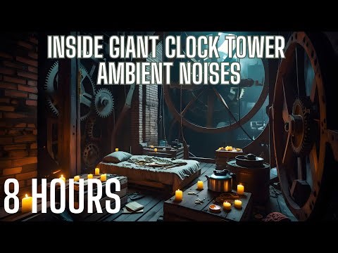 Inside a Giant Clock Tower Cozy Ambience Candlelight, working Gears, bells for Sleep & Relaxation