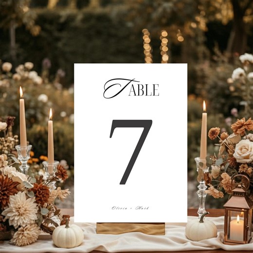 Minimalist Wedding Table Numbers Template, Elegant Table Number Sign Printable, Editable Canva Table Numbers, Modern Wedding Reception Decor - Etsy