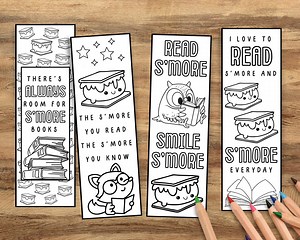 Read S’more Coloring Bookmarks Printable | S'mores Camping Theme Bookmarks to Color | Fun Reading Craft for Kids & Adults | Book Lover Gift - Etsy