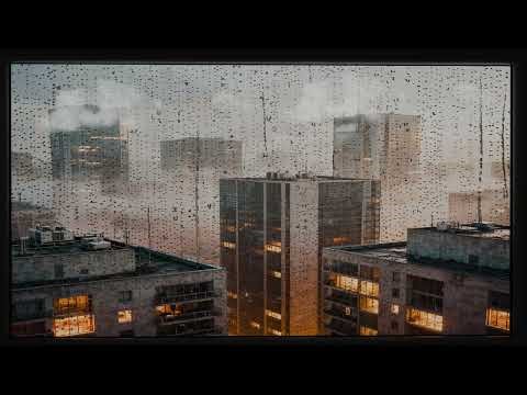 Moody Rainy City Window View | Fake Window Projection Video | Loop Video