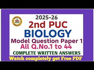 2nd PUC Biology model question paper 1 with answers|2025-26
