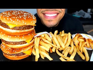 ASMR BURGER KING CHEESEBURGERS FRIES BIG BITES EATING SHOW MOUTH SOUNDS CHANNEL JERRY VIDEO MUKBANG