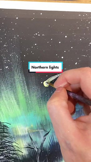 Let’s paint the Northern Lights! 🎨👩🏻‍🎨If you liked my winter forest painting tutorial this is just another version 😱 #painting #art #artist #beginner #easy #diy #tutorial #paintingtutorial #acrylicpainting #artsandcrafts #northernlights #auroraborealis