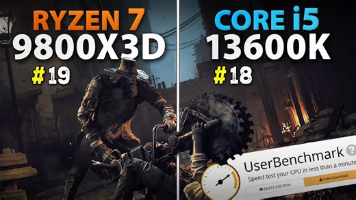 UserBenchmark有多糟糕？i5-13600K vs R7 9800X3D | 1080p分辨率游戏和软件测试 | 作者：BFG
