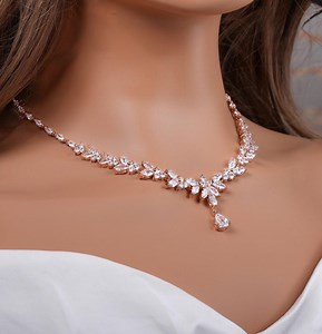 Bridal Necklace Set Rose Gold Wedding Jewelry for Bride Rose Gold Bridal Jewelry Crystal Bridal Necklace Set Bridesmaid Jewelry Set - Etsy
