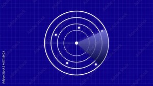 Radar HUD Screen Animation with moving targets. Sonar Screen For Submarines And Ships. Stock Video
