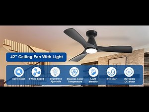 WS-FPZ186 Depuley 42" Ceiling Fan Install Tutorial | Flush Mount, Dimmable, Remote App Control Fan