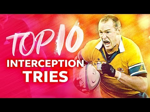 😱 Top 10 Interception Tries | Rugby World Cup