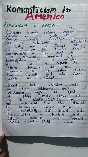 Write ✍️ (Romantic period) Romanticism In America || Short Notes 📝📚 || ‪@EnglishLiterature743‬