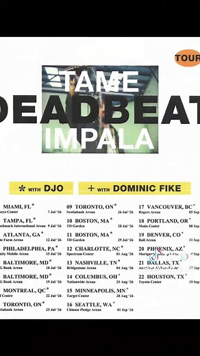 Tame Impala's Summer North America Tour Announcement