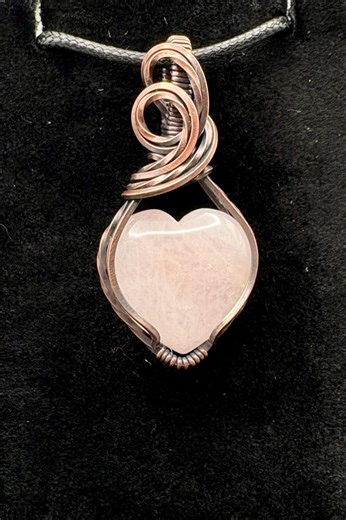 Wire Wrapped Rose Quartz Pendant: Oxidized Copper - Etsy