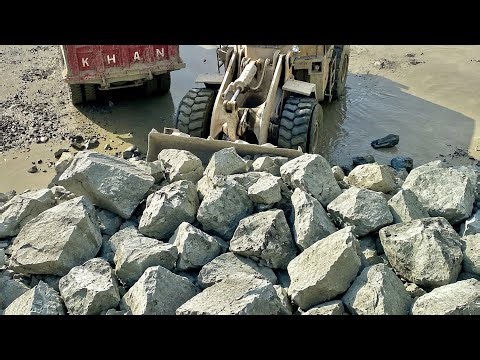 Heavy Rock 🪨 Loading by Caterpillar 966 Loader ! Powerful Dump truck Loading Video 🎦