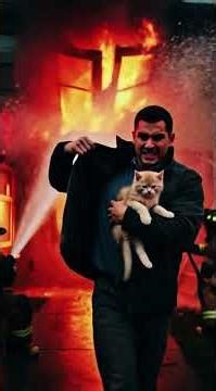 Cat Trapped in a Burning House Saved at the Last Second 😢🔥#animalrescue #cat