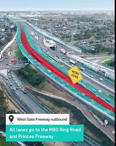 The West Gate Freeway heading outbound from the West Gate Bridge currently looks a little different. As we continue to widen the West Gate Freeway from 8 to 12 through lanes, new work zones are being established so we can rebuild existing lanes. If you are heading to Altona, Altona North or Brooklyn, remember to stay in the left lanes when leaving the West Gate Bridge if you need to exit at Millers Road. For details on all current and upcoming disruptions, check before you travel at Victoria’s B