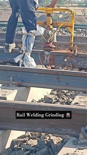 Rail Welding Grinding Process 🚇 #shorts #railvideos #youtubeshorts #weldingmachine
