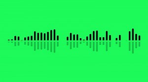 Digital audio waveform spectrum with reflection, Sound analyzer Animation Isolated on Green Background