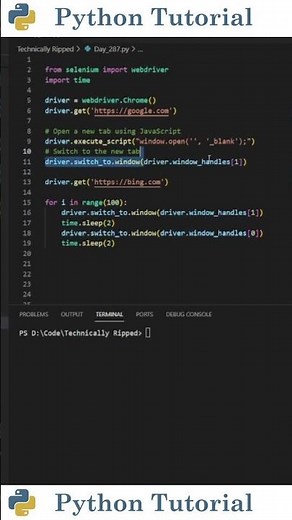 Create/Switch Tabs With Selenium | Python Tutorial