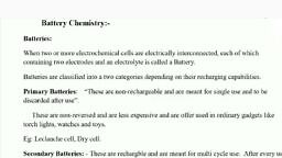 batteries - - Engineering Chemistry - Notes - Teachmint