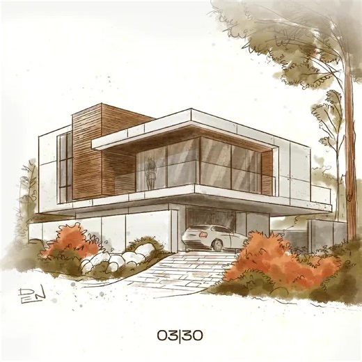 Modern House Architectural Sketching Techniques
