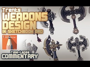 Weapon Design (concept art) with Sketchbook Pro Symmetry tool tutorial