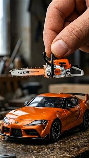 STIHL Mini Chainsaw Cutting Supra | Tiny Sports Car Test