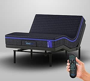 iDealBed S4 Nebula Luxury Hybrid Mattress + 6i Custom Adjustable Bed Sleep System, Comfort, Cooling & Support, Advanced Silent Operation, Pillow Tilt, Wallhugger, (Medium Soft, Full)