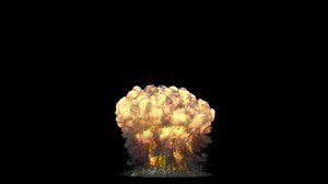 simulation of a nuclear explosion on a dark background