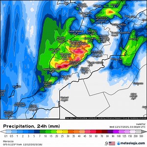Predicted precipitations ☔ in Morocco from now to next Wednesday inshallah | Severe Weather Morocco