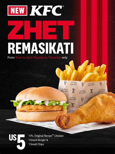 Introducing one Zhet ririkupisa paTown zvaizvezvi! Every Tuesday to Thursday from 11am to 3pm, enda kuKFC for Zhet Remasikati and enjoy that Finger Licking Goodness negood price!