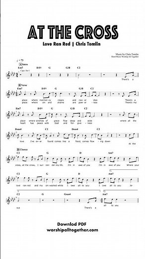 At The Cross (Love Ran Red) - Chris Tomlin | Sheet Music, Chord, Lyrics #worshipmusic #guitar