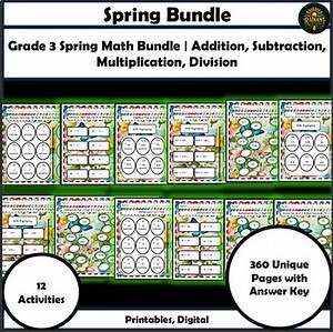 Grade 3 Spring Math Bundle Addition Subtraction Multiplication Division
