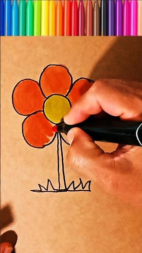 Como desenhar e colorir uma flor fácil #shorts #drawing #desenho #easydrawing