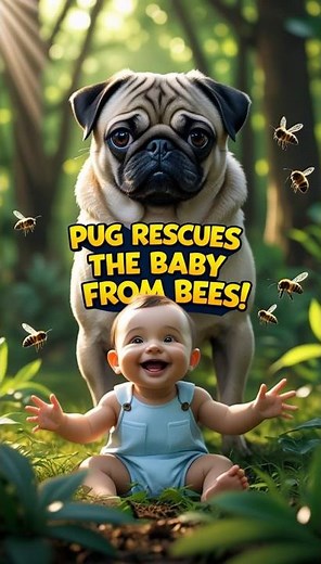 Pug Helps a Crying Baby Surrounded by Bugs