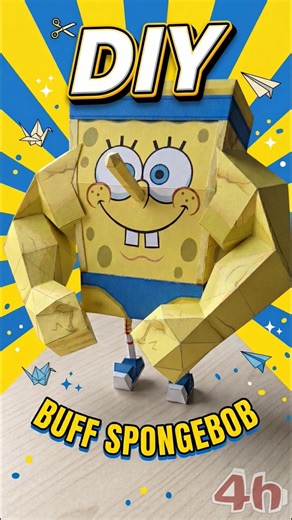 Just 2 hours to make this hilarious MuscleBob #diy #papercraft #spongebob
