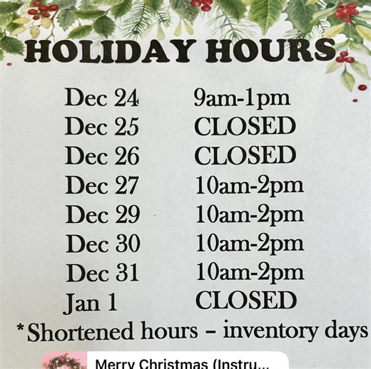 📌Holiday Hours Should you need assistance, please message this page. Merry Christmas! | Petals to the Metal Flower Shoppe & Boutique