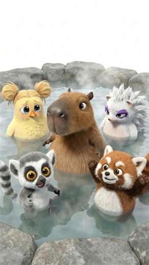 Spa Kids Enjoying Relaxation with Capybara Friends