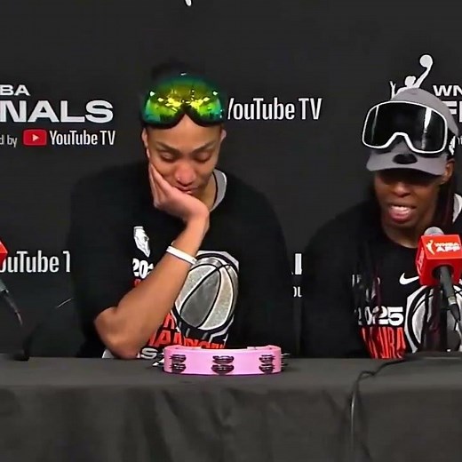 A’ja Wilson was WASTED at the postgame press conference 😭🍾 #wnba #shorts