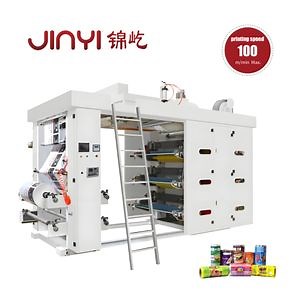 6 Color High Speed Flexographic Printing Machine ±0.15mm High Precision with Auto Web Guiding and Tension Control for Film and Paper