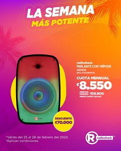 16 reactions · 3 comments | La semana más potente en #RadioShack podés disfrutarla escuchando tus canciones favoritas Ingresá acá y comprá toda tu tecnología  www.radioshackcr.com  Escríbenos por whatsapp para conocer más información https://bit.ly/3I6MSFG  *Válido del 25 al 28 de Febrero del 2023 *Aplican condiciones de crédito | RadioShack Costa Rica | Facebook