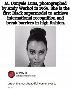 M. Donyale Luna, photographed by Andy Warhol in 1965, became the first Black supermodel to achieve international recognition and break barriers in high fashion. | Our Culture