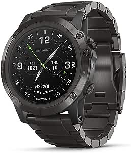 Garmin D2 Delta PX, GPS Pilot Watch with Pulse Ox Sensor, Includes Smartwatch Features, Heart Rate and Music, Titanium with Titanium Band
