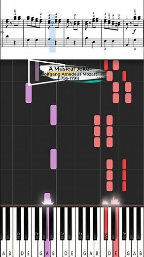 A Musical Joke [Wolfgang Amadeus Mozart] ♫ Classic Piano Tutorial (Easy) #Shorts
