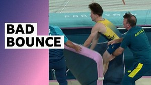 Paris 2024 Olympics video: Australian trampoline gymnast Brock Batty falls