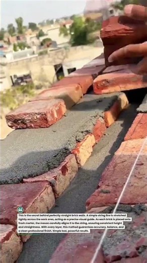 Brick Leveling Line Trick for Perfect Walls #construction #bricklaying #tools