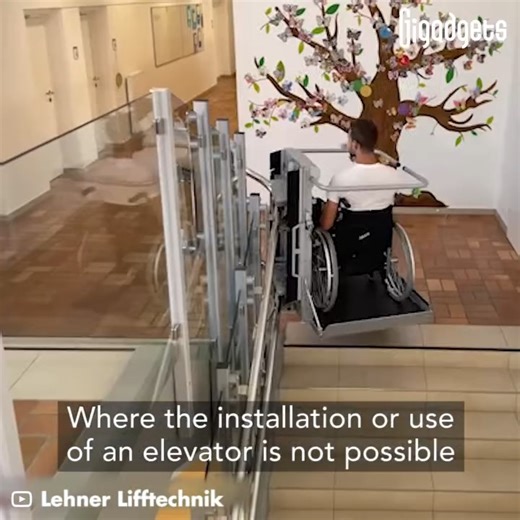 38K views · 494 reactions | These platform lifts in public or private places make life more accessible for wheelchair users. Products featured in the video: ① FlexStep by Liftup ② Ascendor vertical platform lift ③ Lehner Lifttechnik Plattformlift Omega ④ Liftech Curved Stair Platforms ⑤ Lifetech MP platform lift | GIGadgets | Facebook