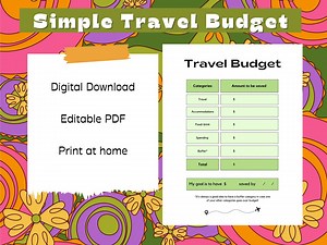 Simple Travel Budget Editable Printable - Etsy