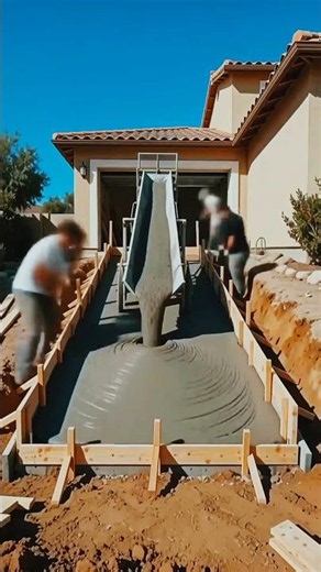 Building a Heavy Duty Concrete Garage Ramp Step by Step #shorts