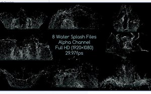 MOV透明格式视频-8套液体水花水浪水滴飞溅散开视频带Alpha通道 水溅 喷泉 海洋